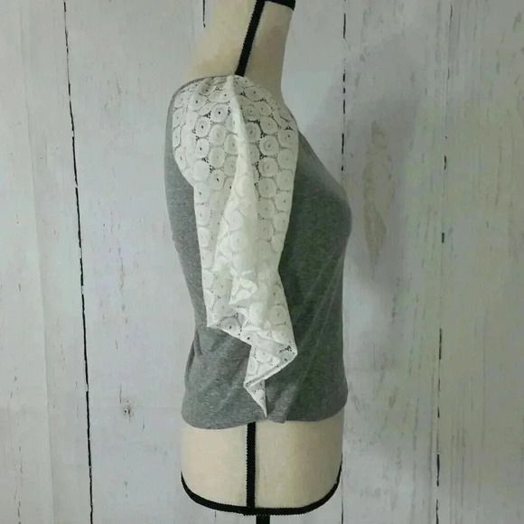 Speechless Grey Lace Flutter Sleeve top - Picture 3 of 5
